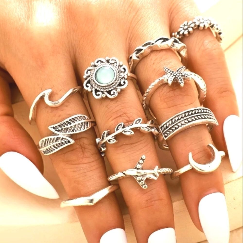 Vintage Punk Stackable  11pcs  Knuckle Alloy Rings